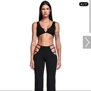 I AM GIA Matching Set Lucid Strappy Cut Out Pants and Crop Top Black Set Medium